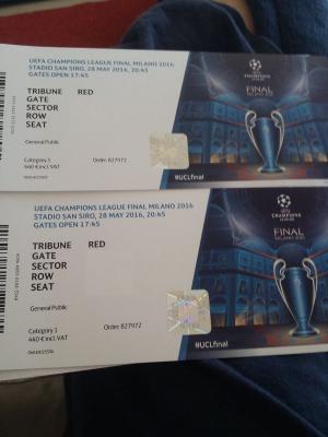 2016 UEFA Champions League entradas cat. 1 ,sólo 750 euros por entrada